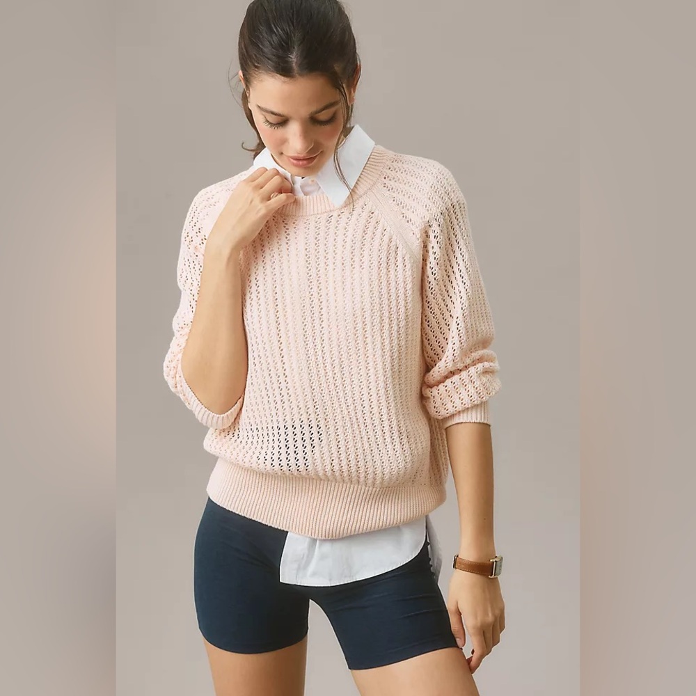 Varley Anthropologie NWT Clay Knit Sweater XS Peach Coastal Preppy Cottagecore